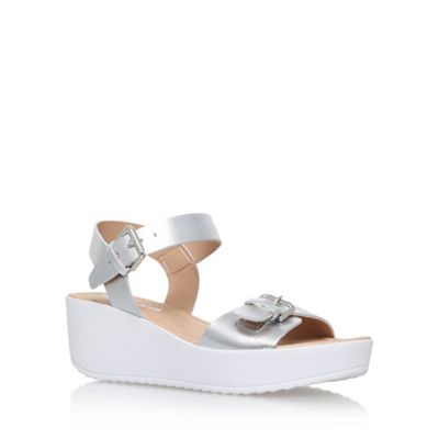 Miss KG Silver 'Petunia' mid heel wedge sandal